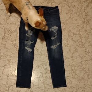 Distressed Dark Blue Jeans